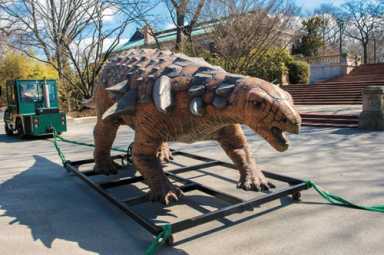Dinos roaming Bronx Zoo in Dinosaur Safari
