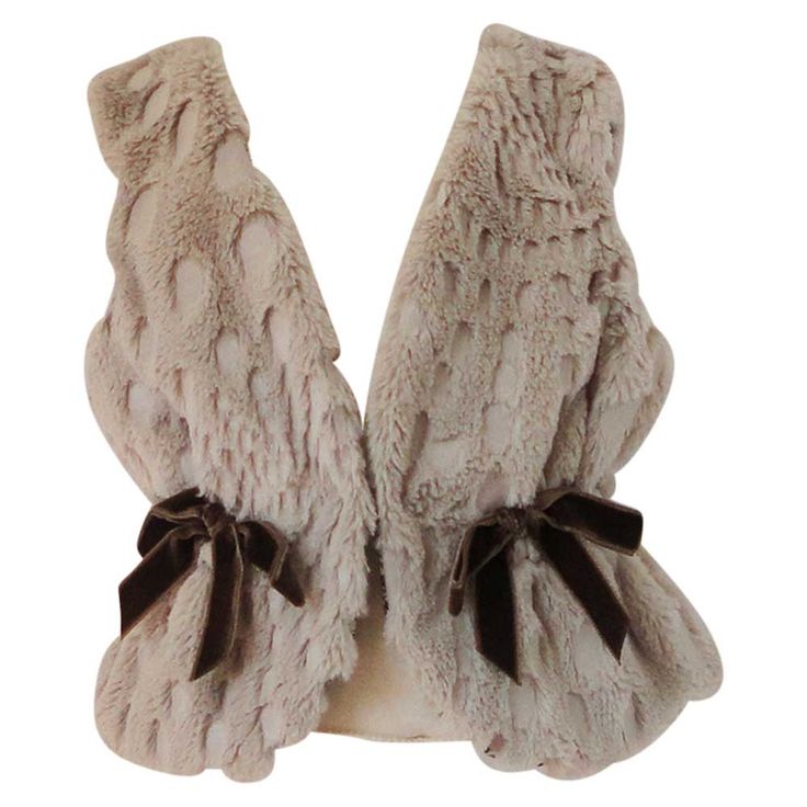 Taupe Fur Vest With Brown Bows from Adrian East