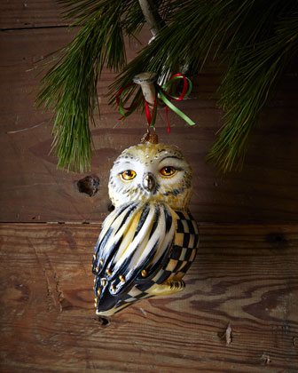 MacKenzie-Childs Courtly Check Snowy Owl Christmas Ornament