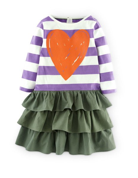 Mini Boden Stripey Ruffle Logo Dress