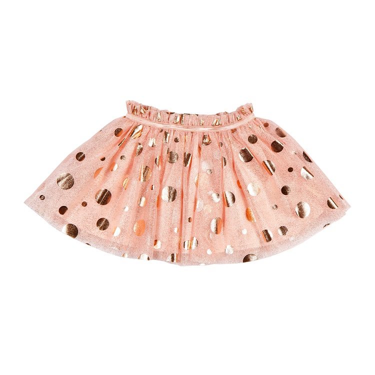 Light Pink Fully Lined Soft Tulle with Gold Foil Polka Dot Skirt