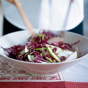 Red Cabbage, Cranberry, and Apple Slaw 
