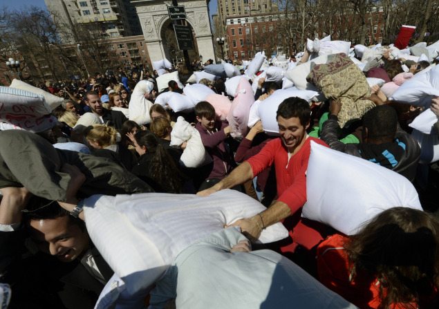 Pillow Fight NYC 2015 in Washington Square Park