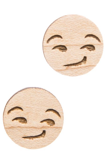 GoodWood Smirking Emoji Stud Earrings in Natural