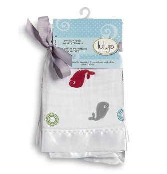Lulujo  Whales 2-Pack Whales Muslin Security Blankets