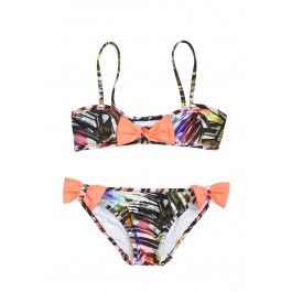 Milly Minis Rainbow Palm Print Bow Bikini