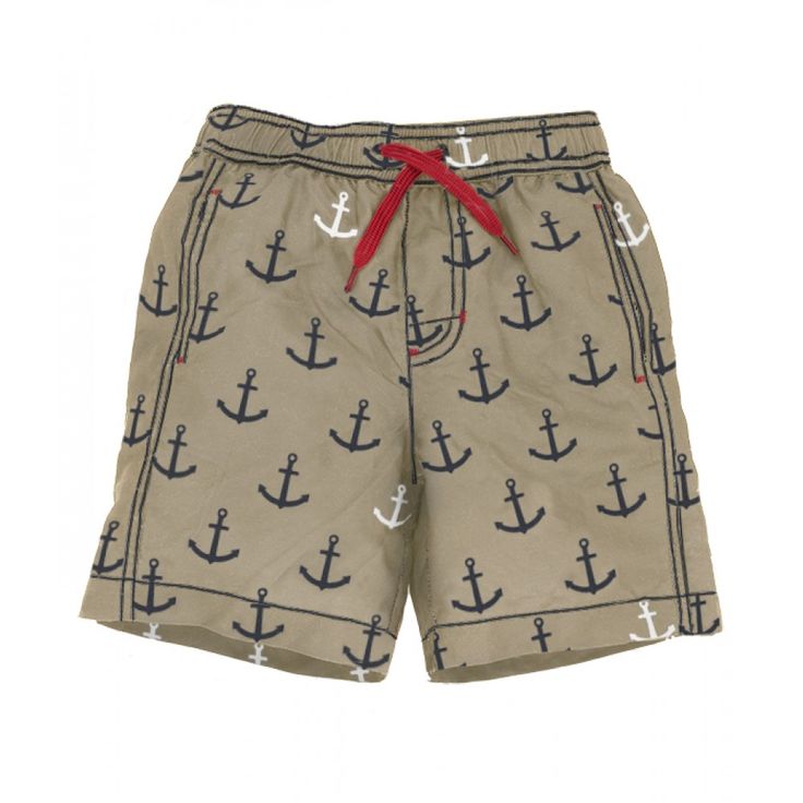 Hatley Khaki Anchors Boys' Swim Trunks