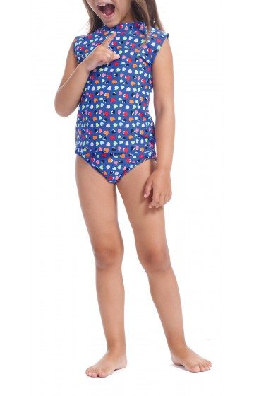 Shoshanna Babygirl Swim Neon Hearts Sleeveless Rashguard