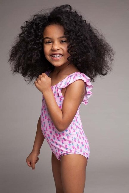 Egg Pink Pineapple Ruffle Swimsuit