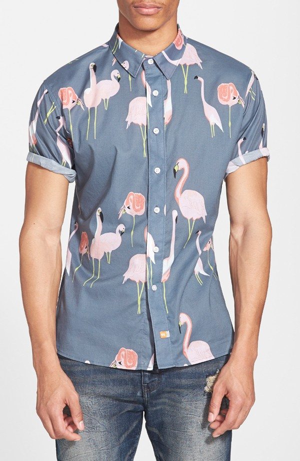 'Mingo' Trim Fit Short Sleeve Print Woven Shirt