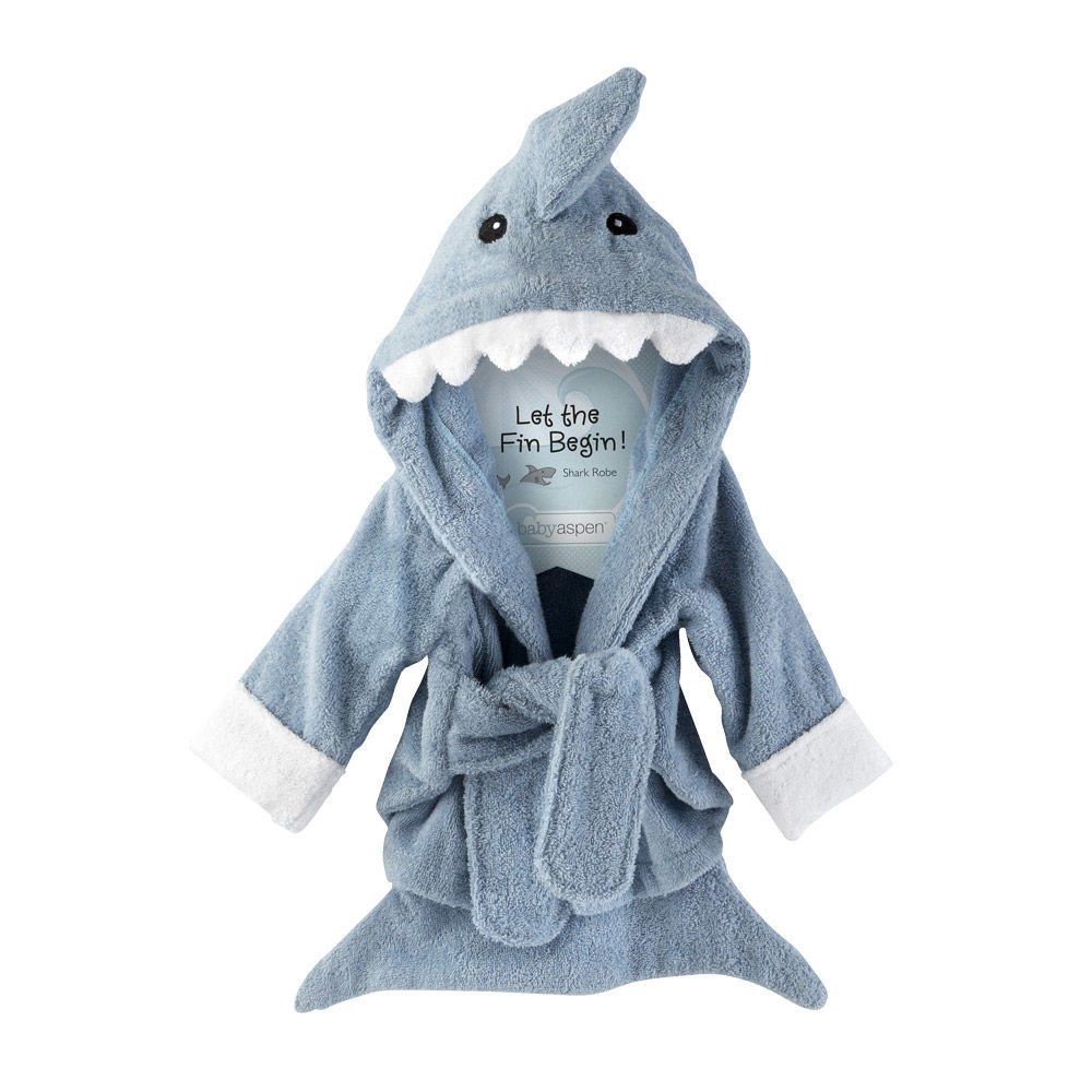 “Let the Fin Begin” Terry Shark Bath Robe from giggle