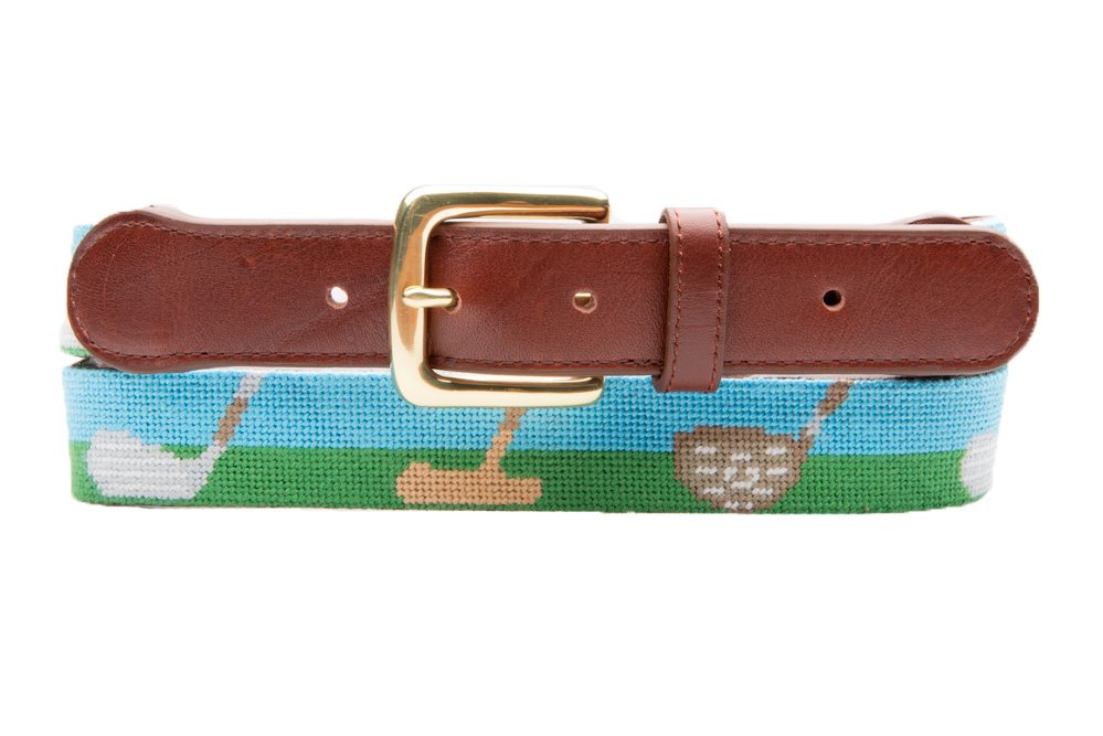 Tucker Blair Monogrammed Gopher Golf Needlepoint Belt