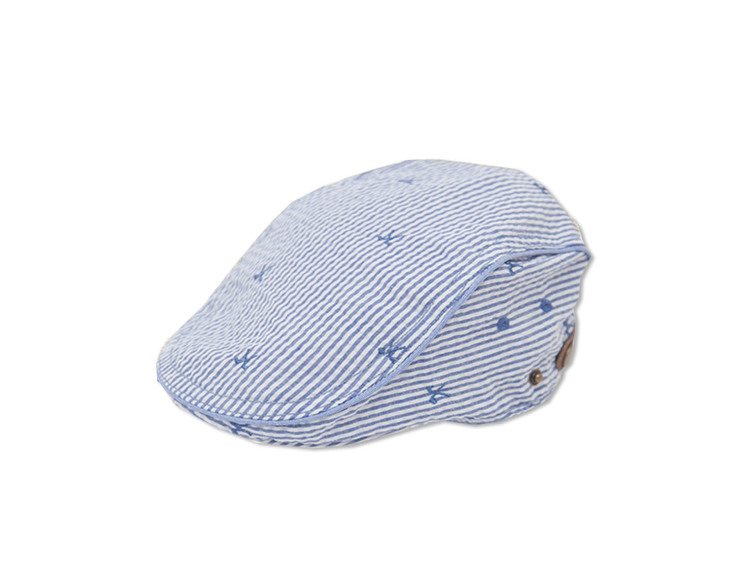 Fore!! Axel & Hudson Ocean Stripe Newsboy Cap with Embroidered Golf Clubs