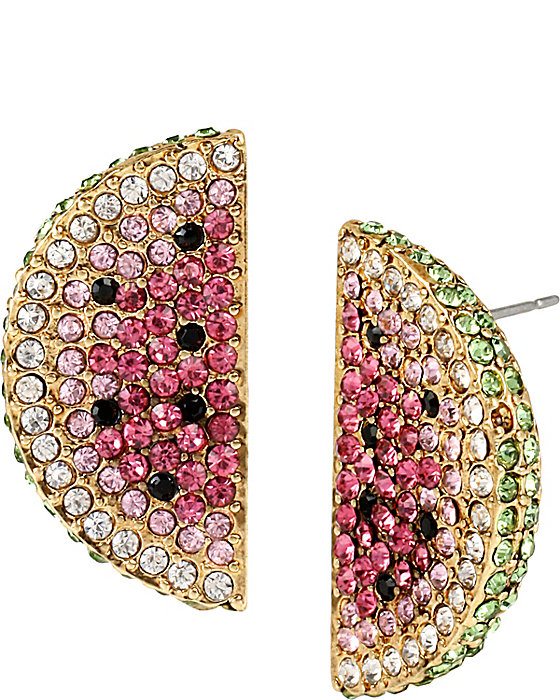 Betsey Johnson Ocean Drive Pink Watermelon Button Earrings