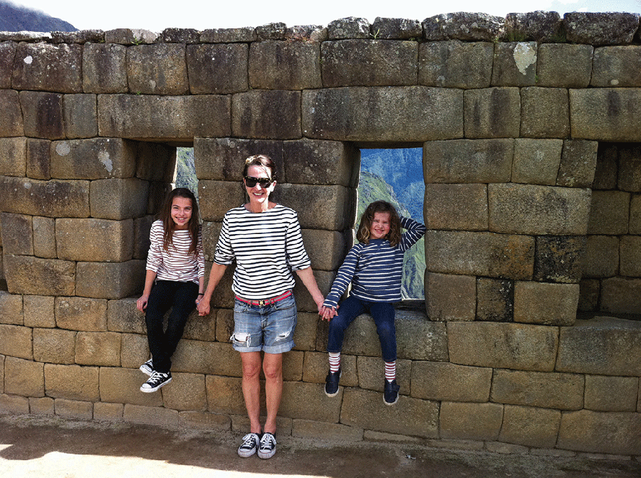 Cynthia Rowley with her daughters at Machu Picchu in Peru. 