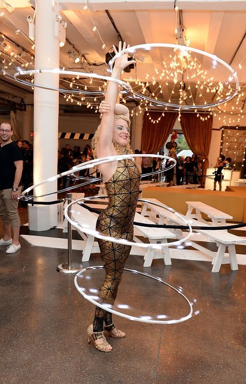 One of the circus performers at the Paul Frank Circus Jumble show at NYFW