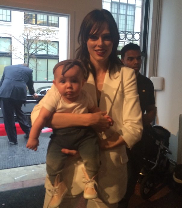 Coco Rocha and her daughter Ioni backstage at the Paul Frank Circus Jumble show at NYFW