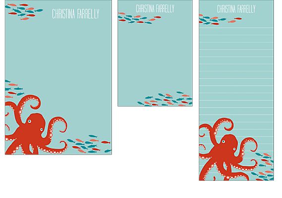 Octopus Mixed Personalized Notepads from the Paper Source