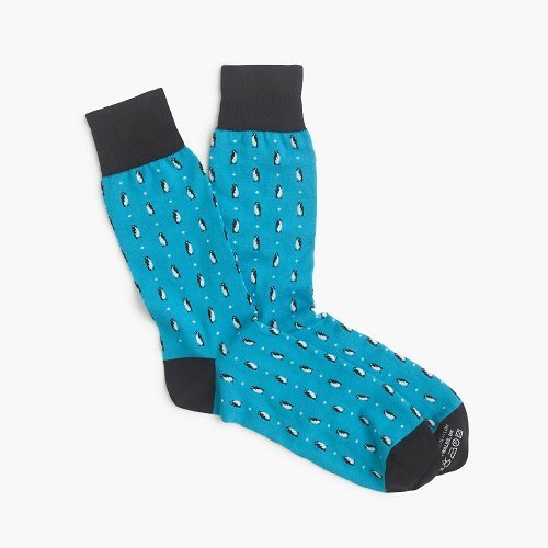Corgi Lightweight Aqua Penguin Pattern Socks from J.Crew