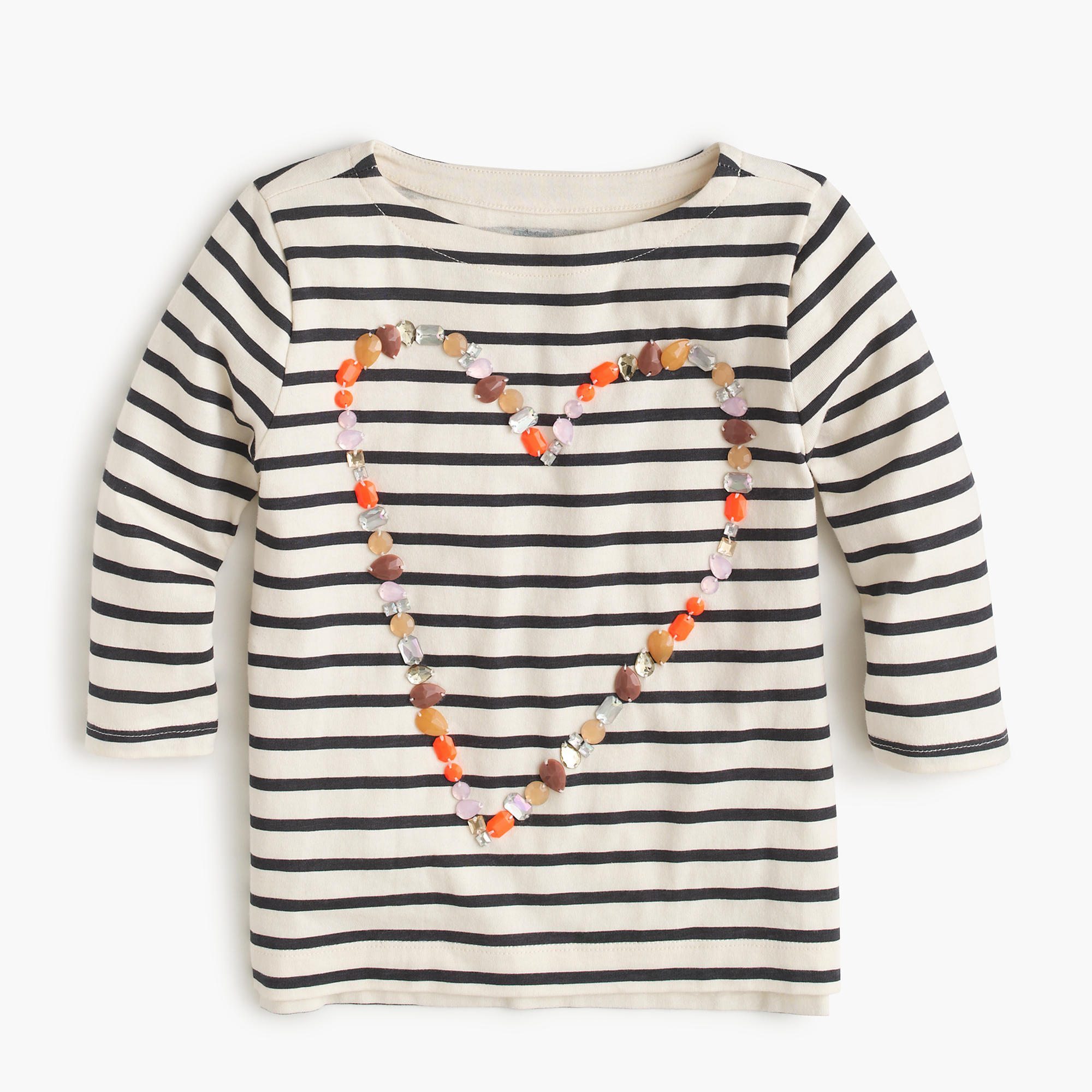 J.Crew Girls' Embellished Heart Long-Sleeve T-Shirt