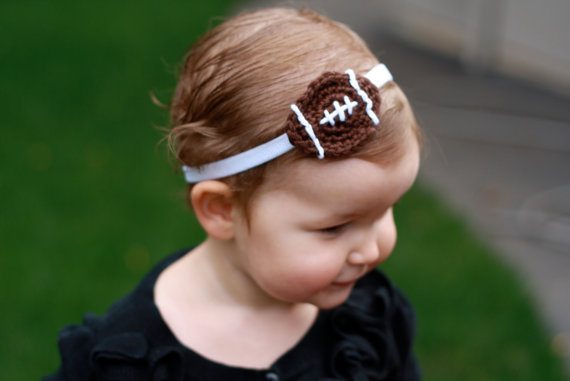 Crochet Football Baby Girl Headband from Etsy