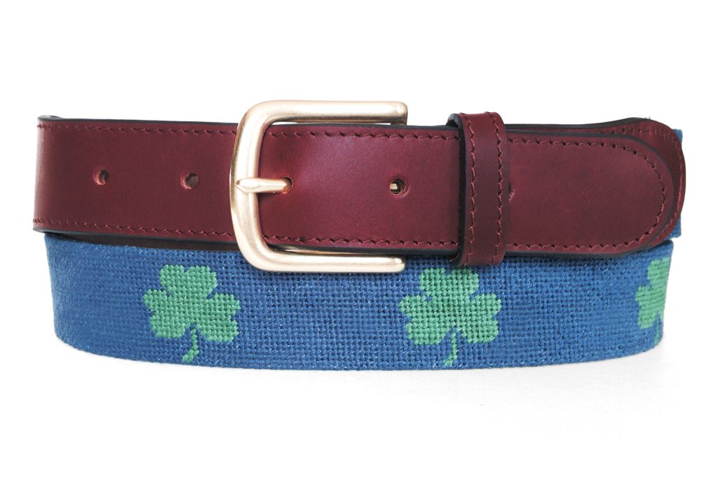 Tucker Blair Four Leaf Clover Needlepoint Belt