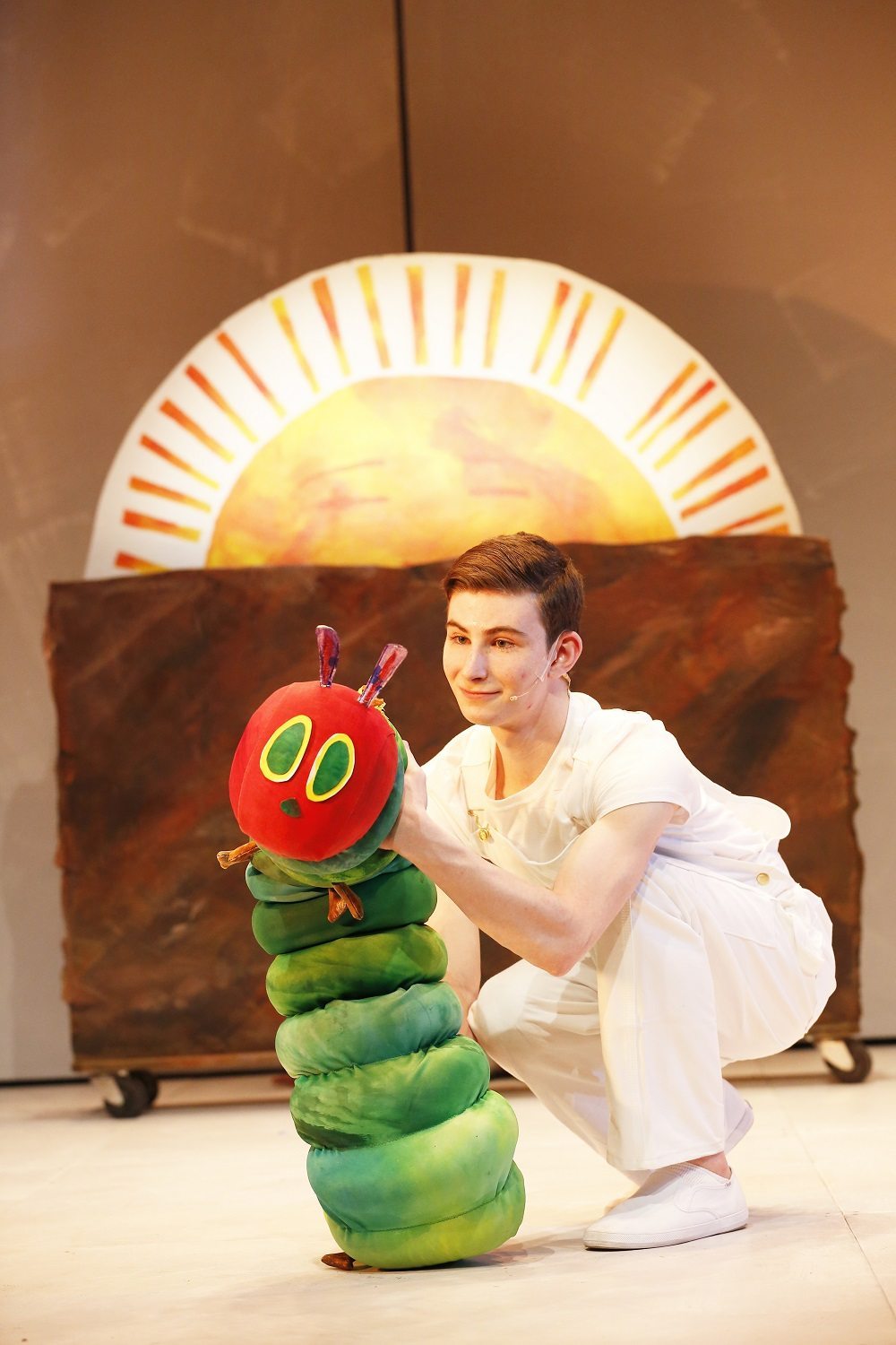 The Very Hungry Caterpillar and Jake Bazel. Photos by Carol Rosegg