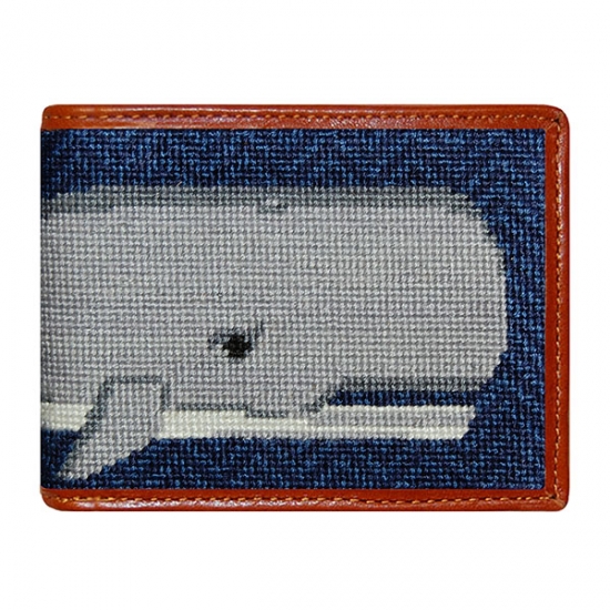 Smathers & Branson Big Whale Needlepoint Bi-Fold Wallet