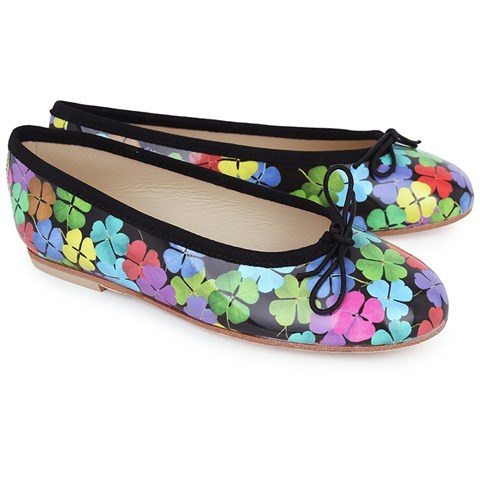 Zona Centro Black Four Leaf Clover Ballet Pumps from Alex & Alexa