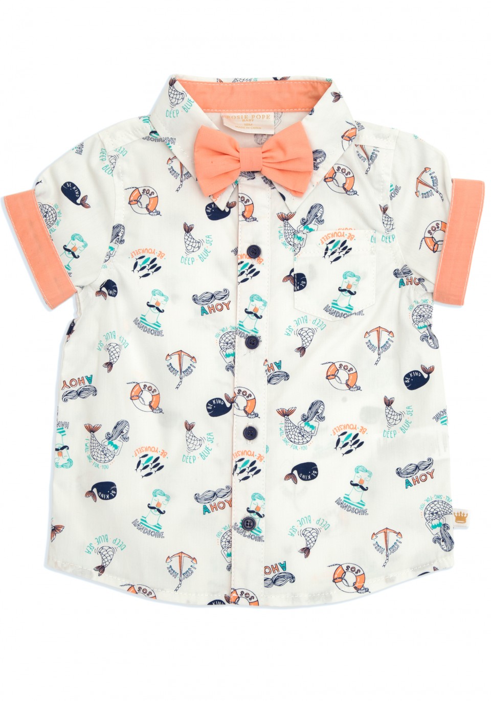 Shirt with Bow Tie - Whale Print