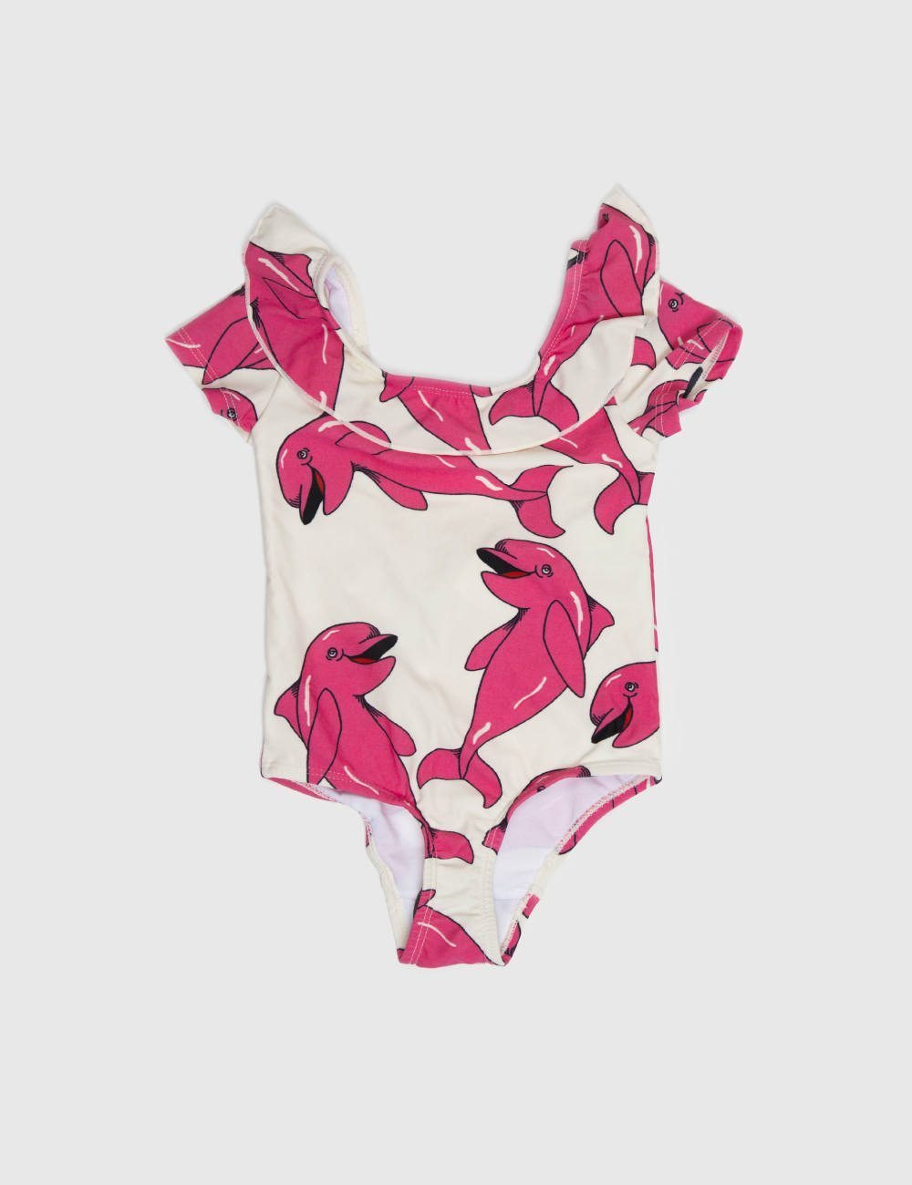 Mini Rodini Dolphin Print Shortsleeve Swimsuit Pink