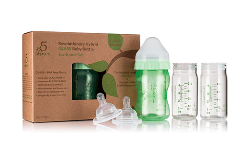 5 Phases 4 Oz. Hybrid Glass Baby Bottle