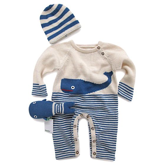Organic Whale One-Piece Romper Baby Gift Set