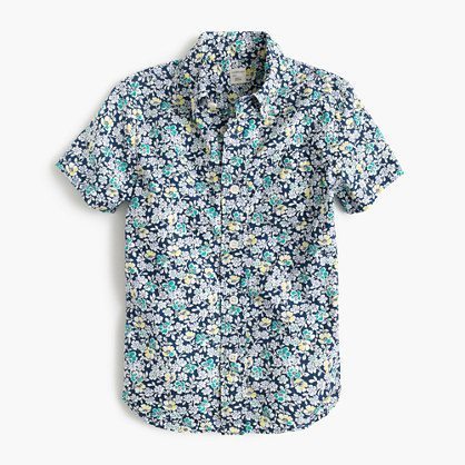 J.Crew Kids' Short-Sleeve Secret Wash Shirt In Navy Floral