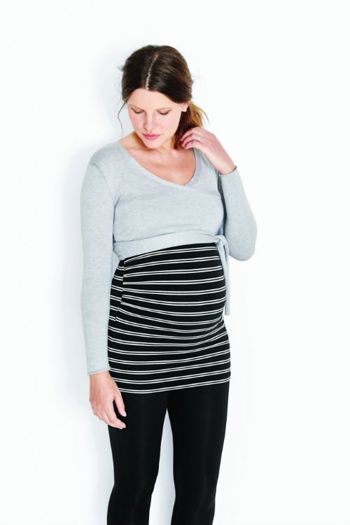 Cropped Sweater: Hanna Andersson Maternity Silk-Touched Wrap Sweater 