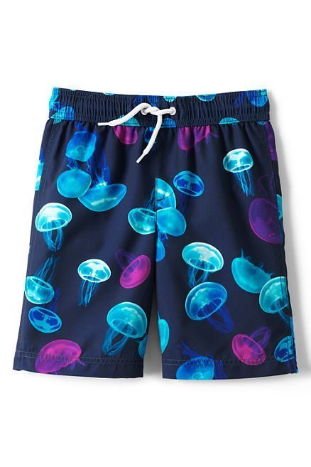 Lands' End Boys Printed Swim Trunks - Deep Sea Jellyfish