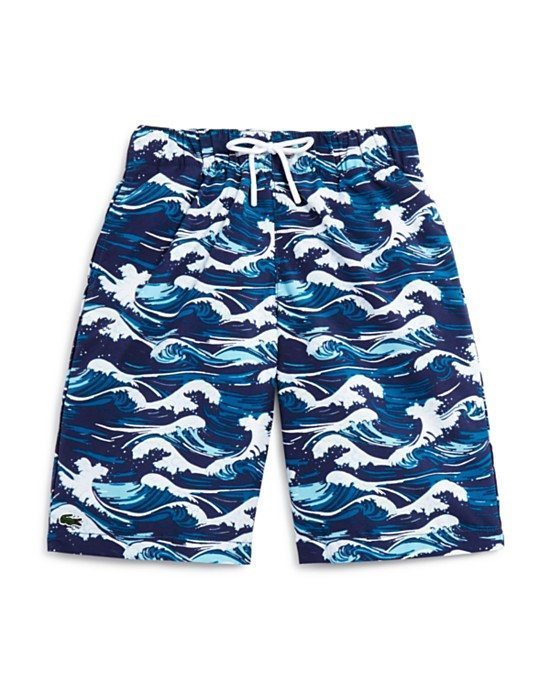 Lacoste Boys' Wave Print Board Shorts from Bloomingdale's