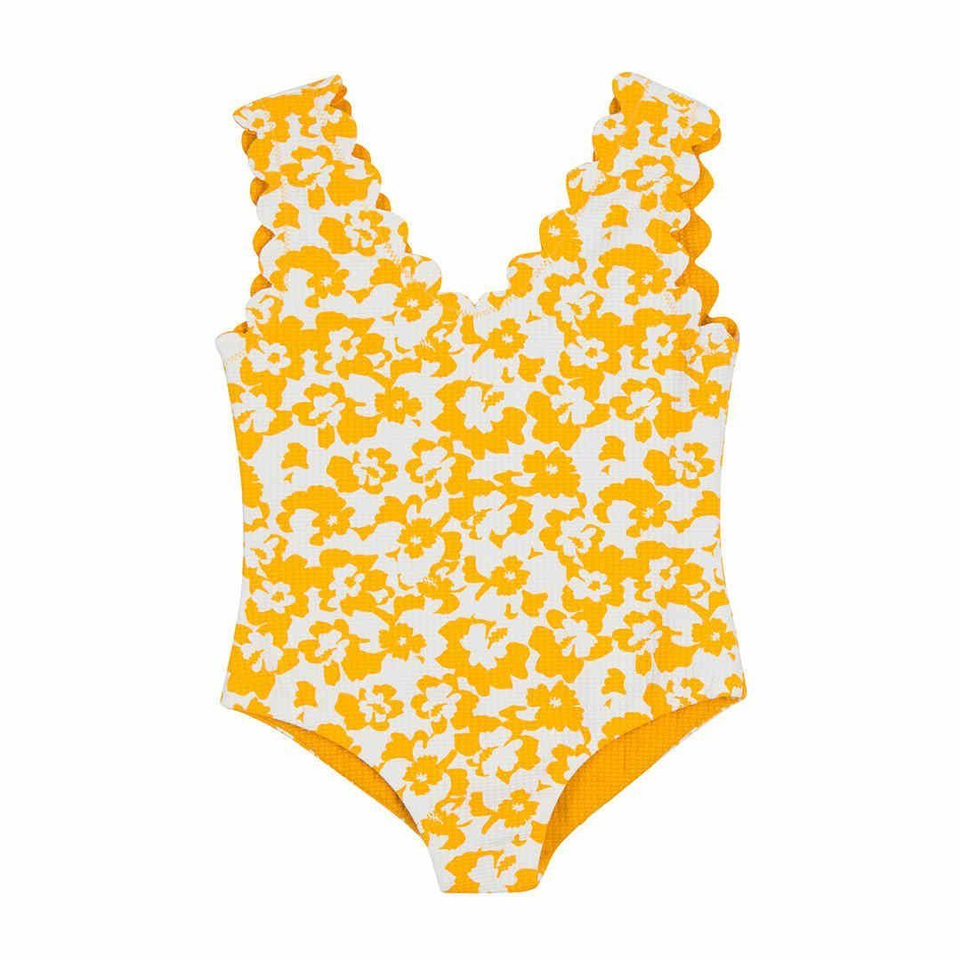 Marysia Papaya-Hibiscus Kids Scallop Maillot 