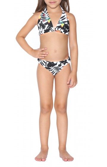 Shoshanna Babygirl Swim Toucans Ring Halter Bikini