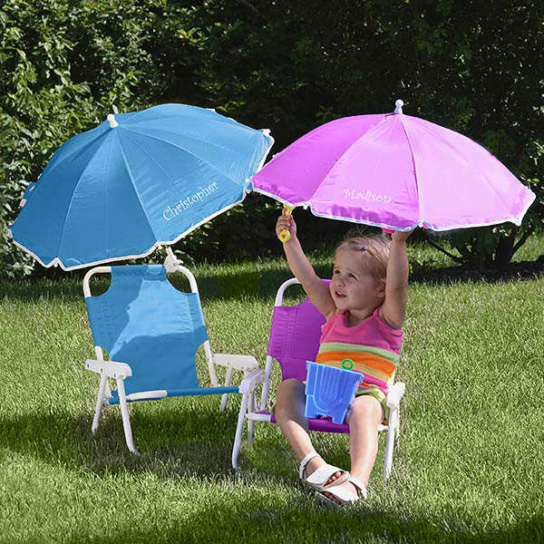 Personalization Mall Personalized Kids Beach Chair and Umbrella Set