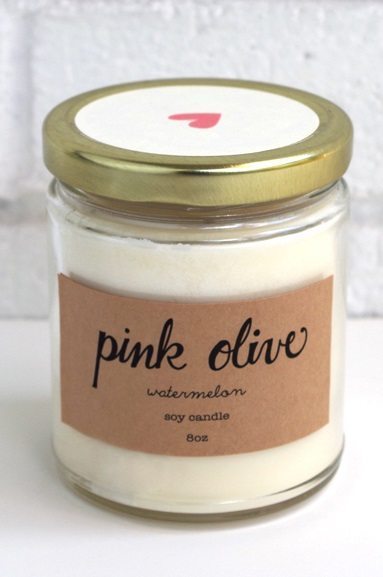 The Pink Olive Watermelon Soy Candle