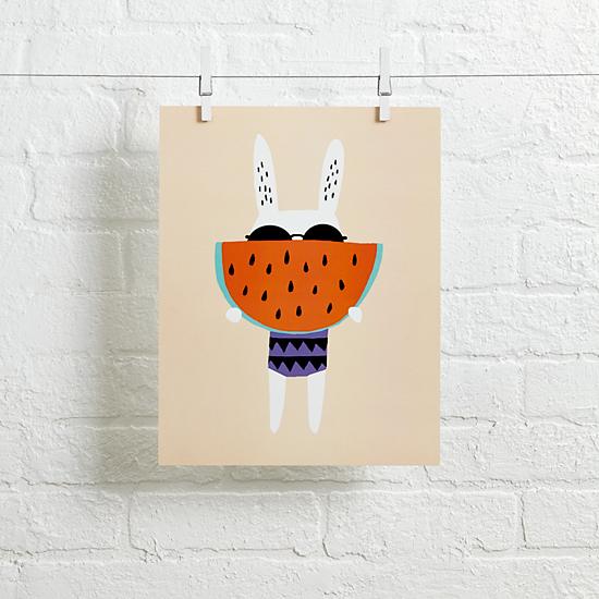 Land of Nod Rabbit Wall Art (Watermelon) 