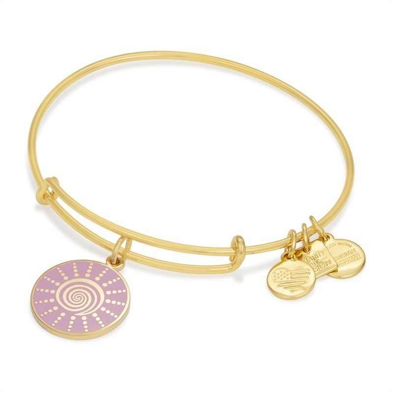 ALEX & ANI Spiral Sun Charm Bangle with Breast Cancer Research Foundation 