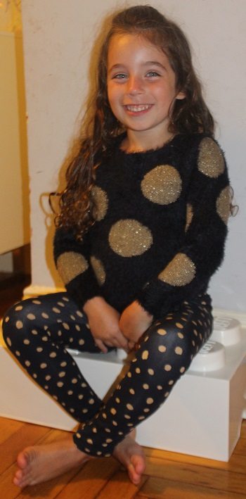 Imoga Girl’s Cornelia Tunic Sweater with Scarf and Navy Dots Legging