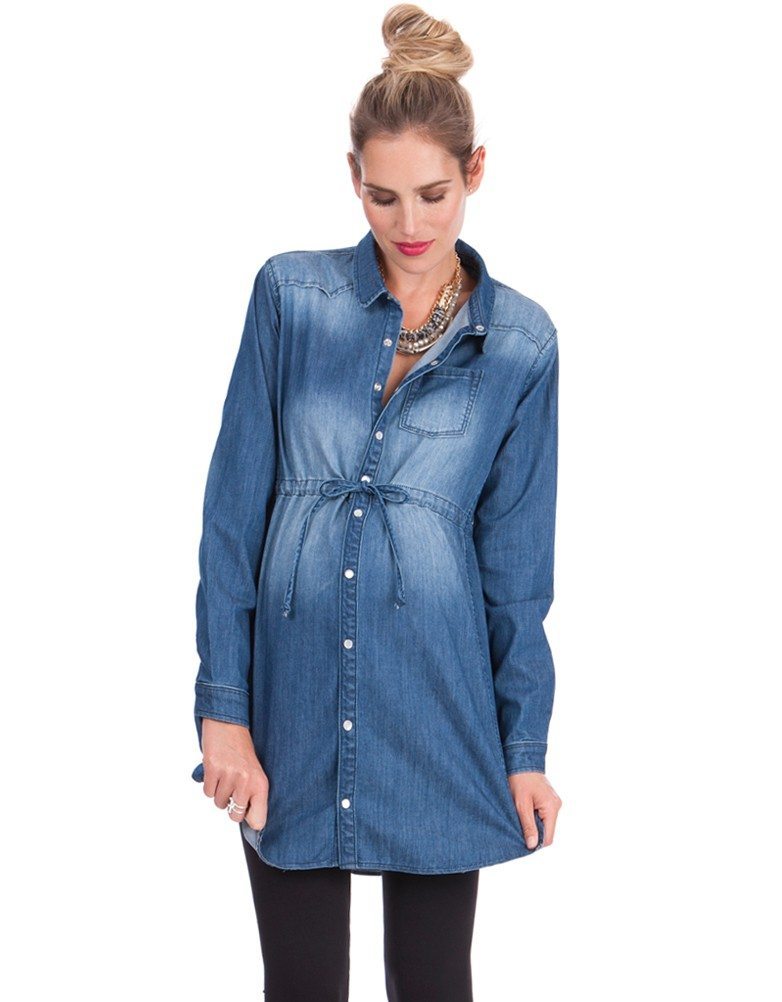 Drawstring Denim Tunic: Seraphine