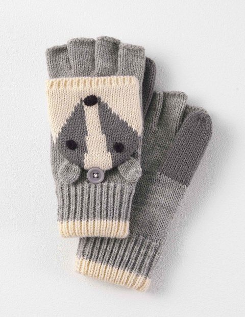 Boden Novelty Mittens Novelty Mittens - Grey Marl Badger