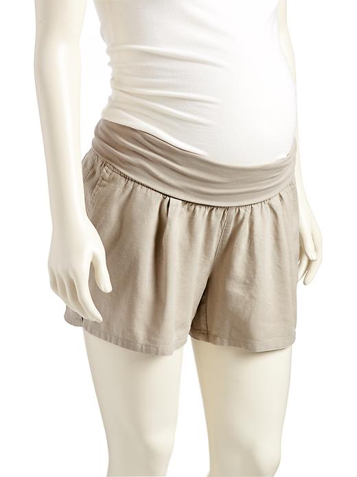 Old Navy Maternity Roll-Panel Linen-Blend Shorts