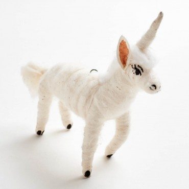 Vintage Crystal Spun Cotton Unicorn Ornament from ABC Carpet & Home