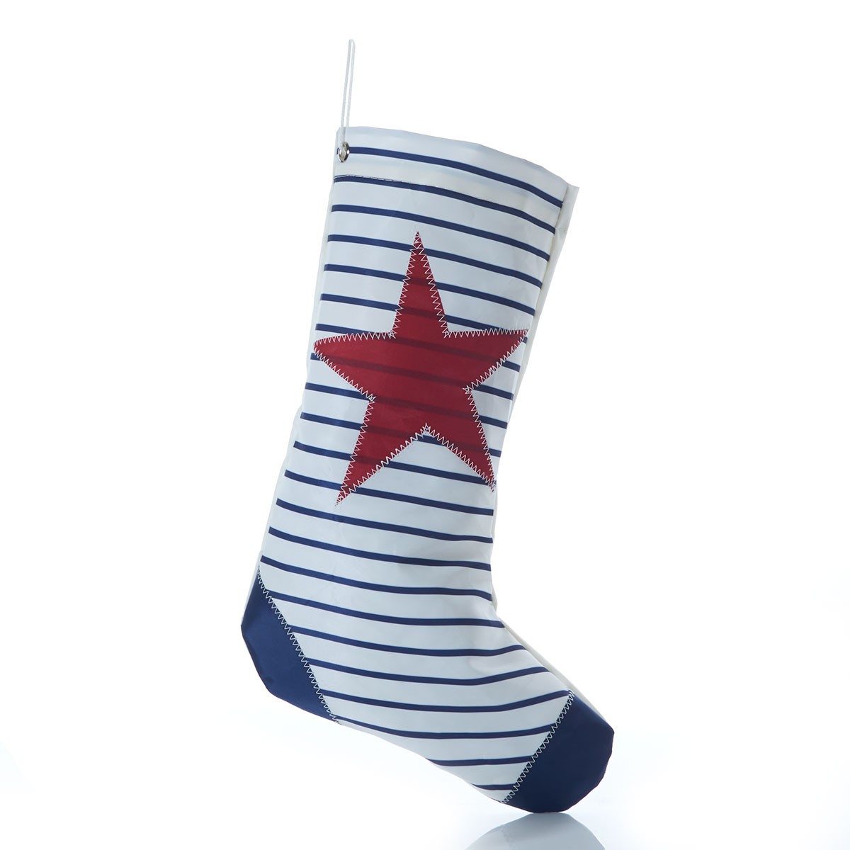 Sea Bags Red Star on Navy Stripe Stocking