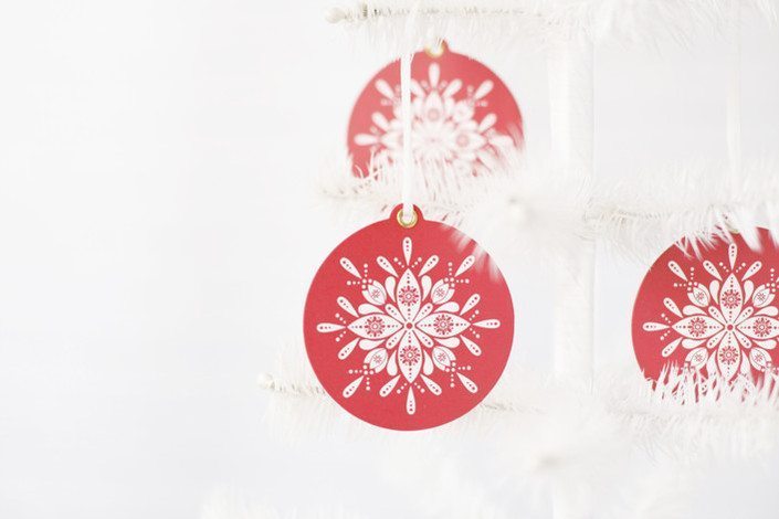 Minted Holly Red Nordic Noel Paper Ornaments by Oscar & Emma